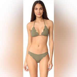 Marysia Swim Olive Green Scalloped Triangle Bikini set - dust bag included